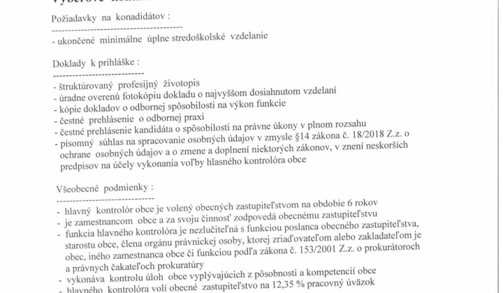 1. fotografia fotogalérie Výberové konanie na kontrolóra obce - foto