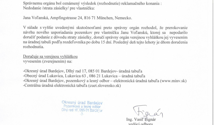 2. fotografia fotogalérie Doručenie prerokovania návrhu nového usporiadania Pod Stráňou - foto