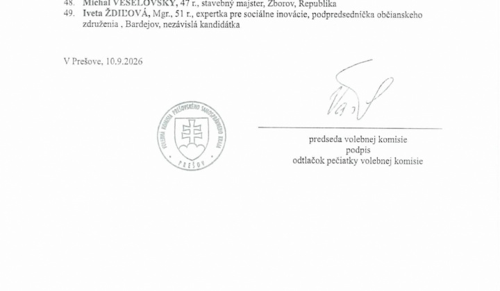 Fotka - Zoznam zaregistrovaných kandidátov pre voľby poslancov do zastupiteľstva PSK